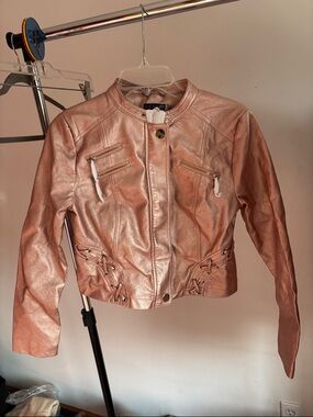 VENUS Metallic Rose Motorcycle-Style Jacket